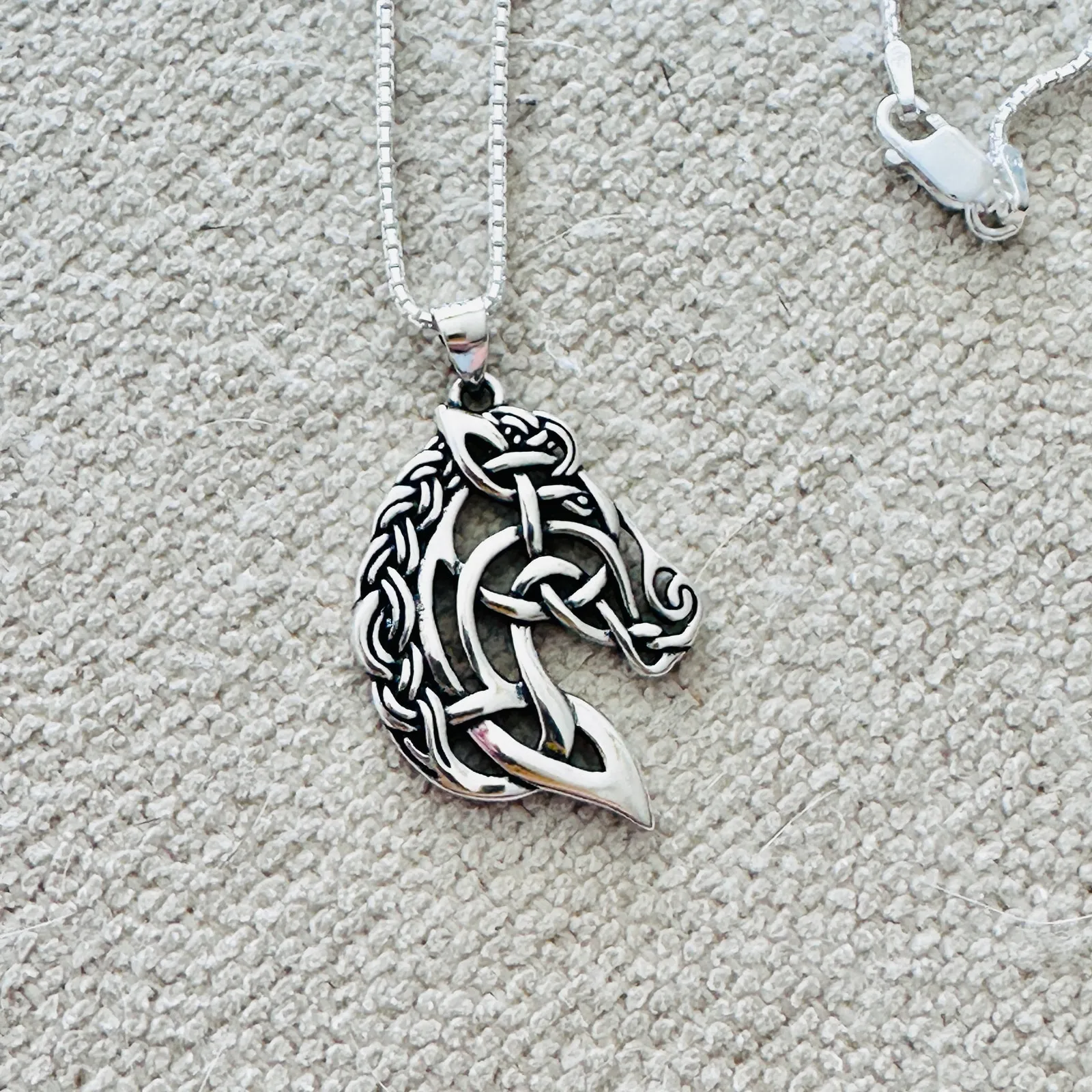 Sterling Silver Celtic Horse Pendant Necklace - Image 6