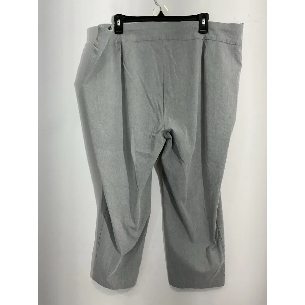 Womans Premise Size 3x Blue White Pin Stripe Pull On Stretch Crop Pants - Image 2