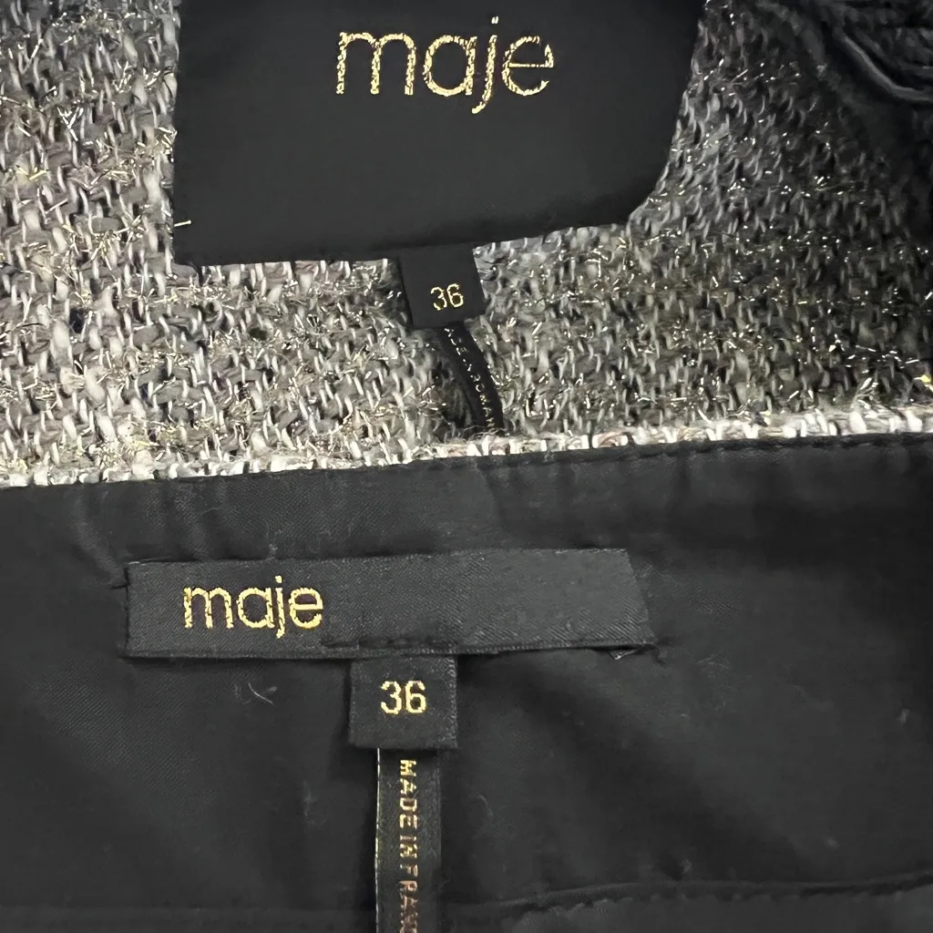 Maje Paris Metallic Tweed Cardigan + Skirt Set (Size 36 / US 4) Old Money Chic - Image 7