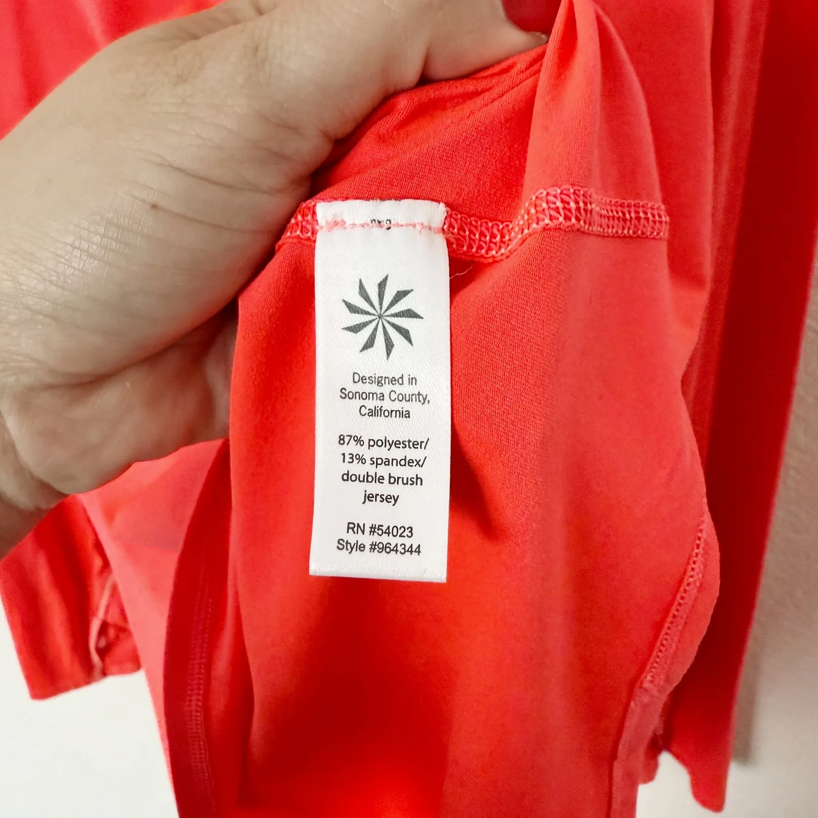 [Athleta] Neon Coral Pink Scoop Neck Long Sleeve Workout Top Thumbholes Size XL - Image 11