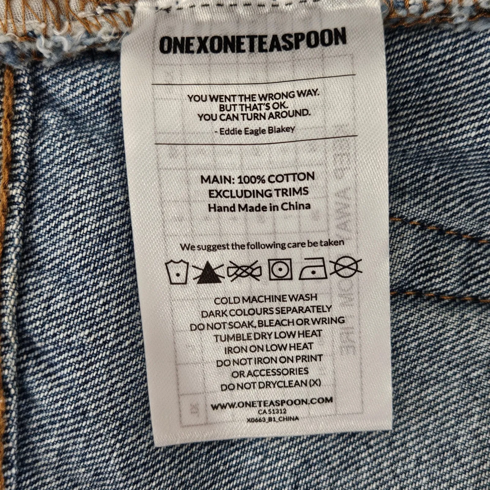 ONE X ONETEASPOON Distressed Denim Skirt Blue Frayed Raw Hem Cutoff Size 25 - Image 8