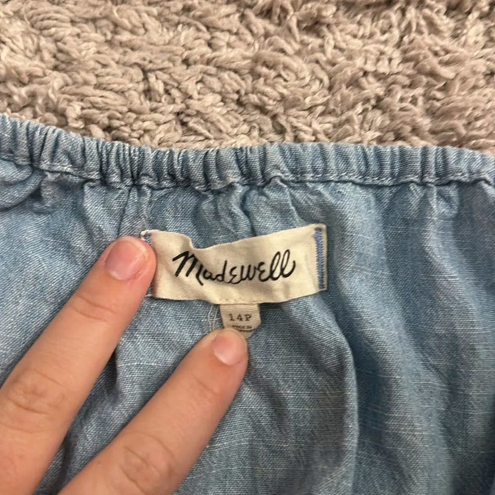 Madewell denim ruffle strap cami top Sz 14P - Image 3