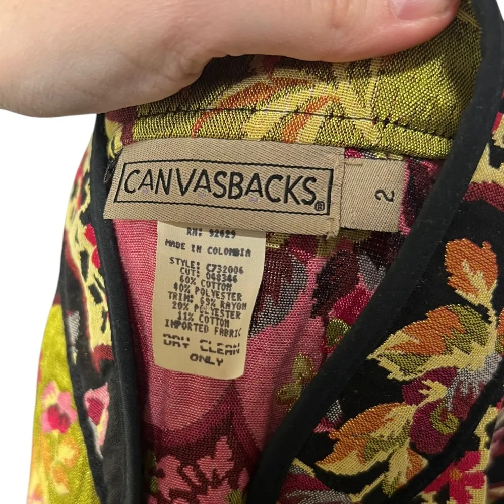 Vintage Tapestry Colorful, Boho Jacket 90’s Size 2 Green - Image 4