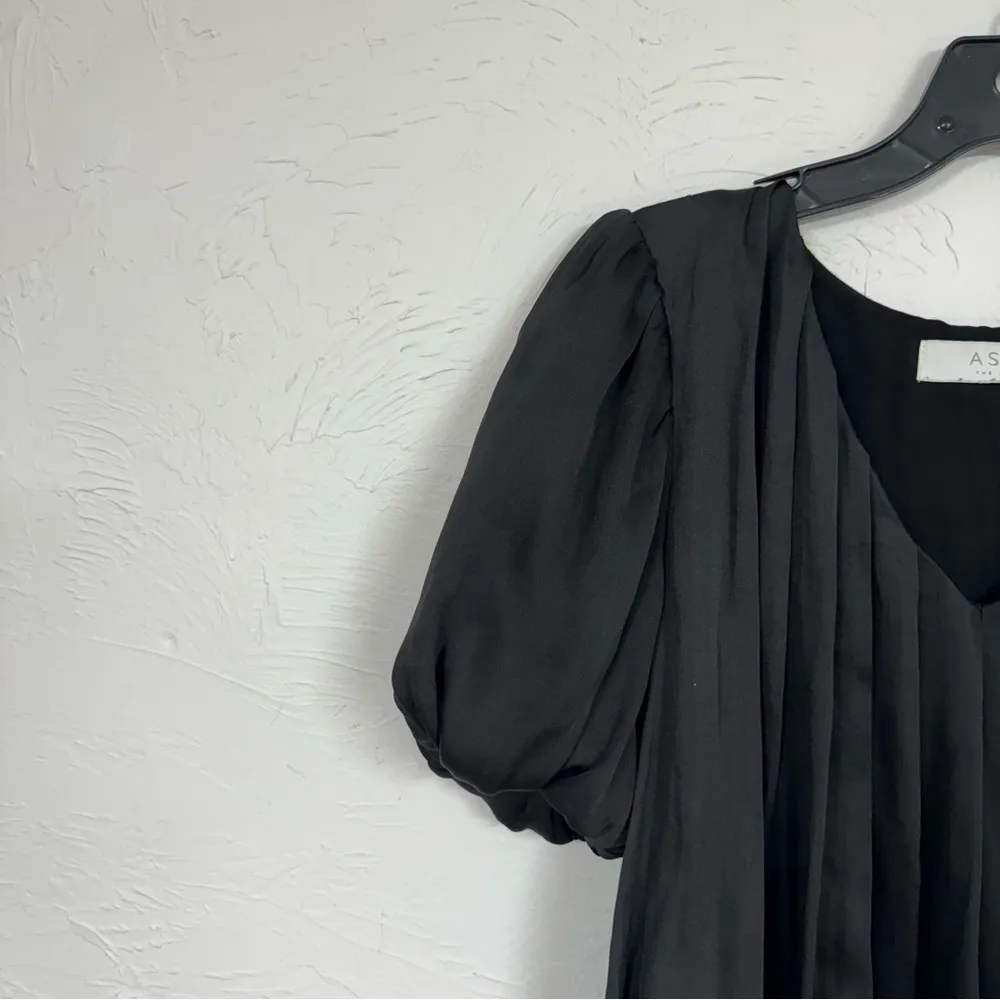 Astr The Label Satin Short Sleeve Blouse Womens XS Bubble Hem Puff Sleeve Shirt - Image 8