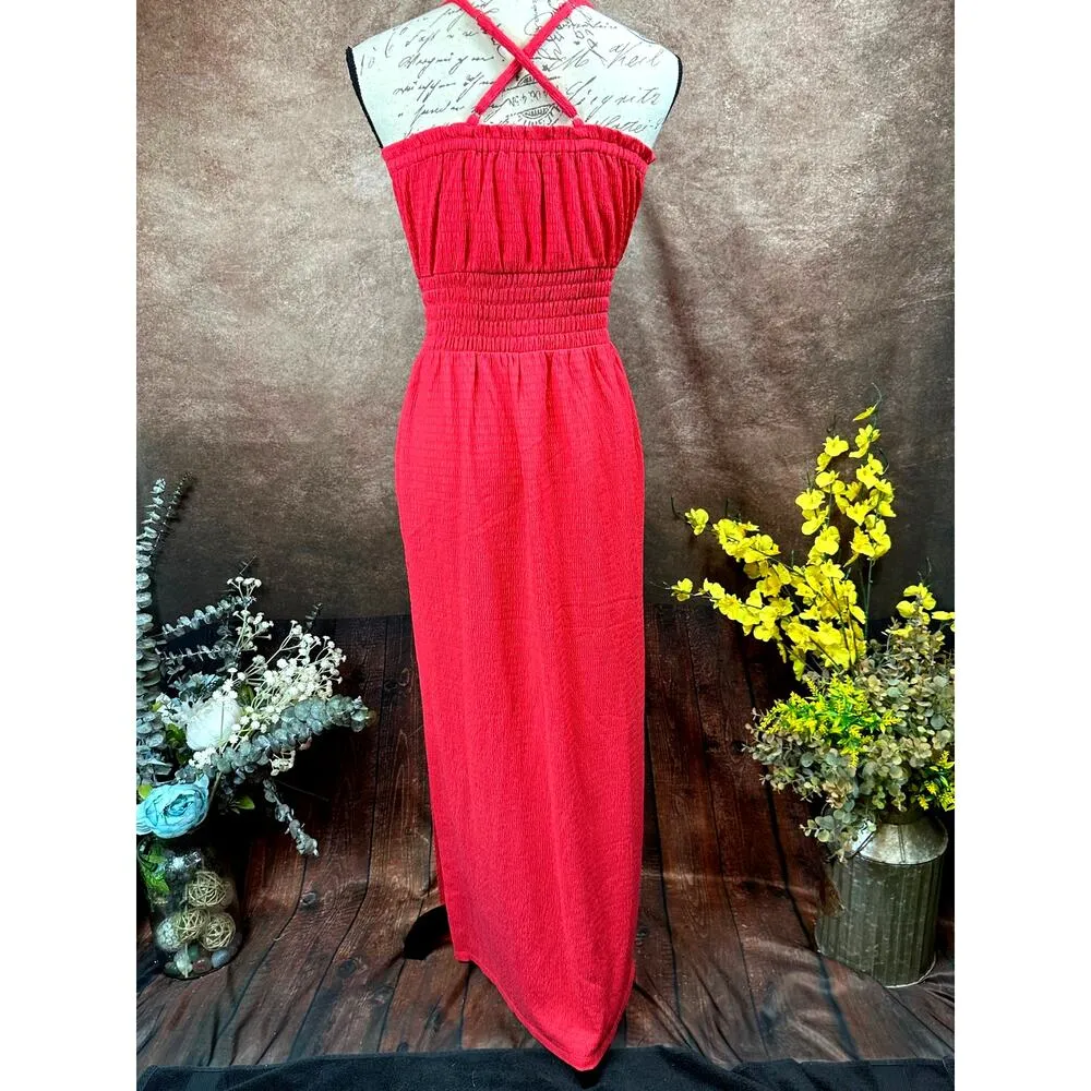 Michael Kors Geranium Smocked Maxi Dress Geranium S - Image 10