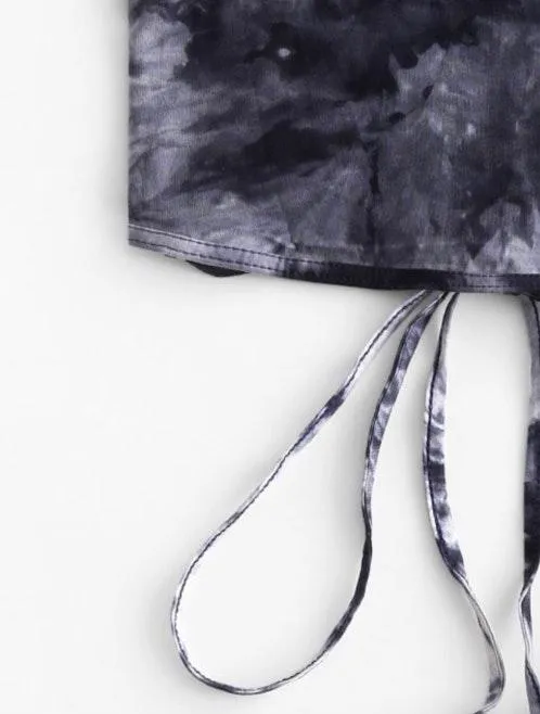 Zaful Lace Up Tie Dye Crop Top - Image 5
