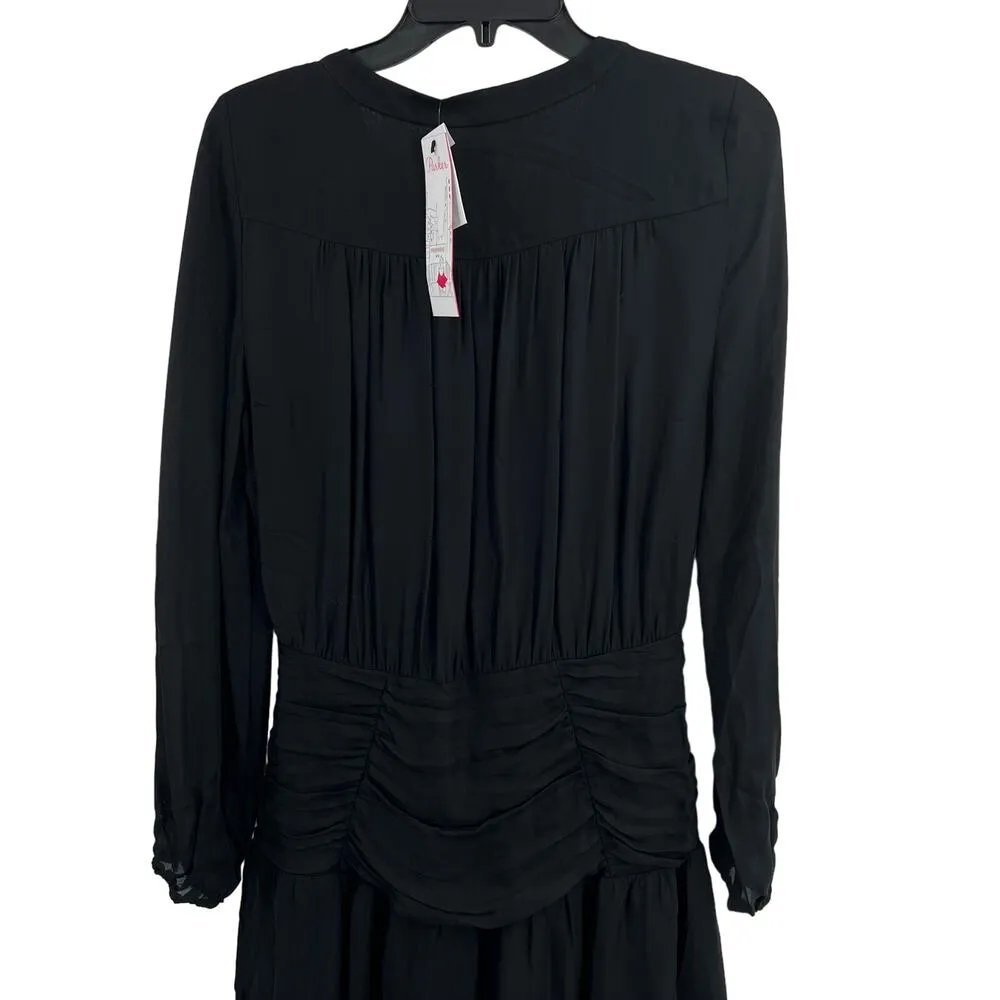 Parker Dress Size 4 Black Drop Waist Ruched Waist Silk Blend New - Image 8