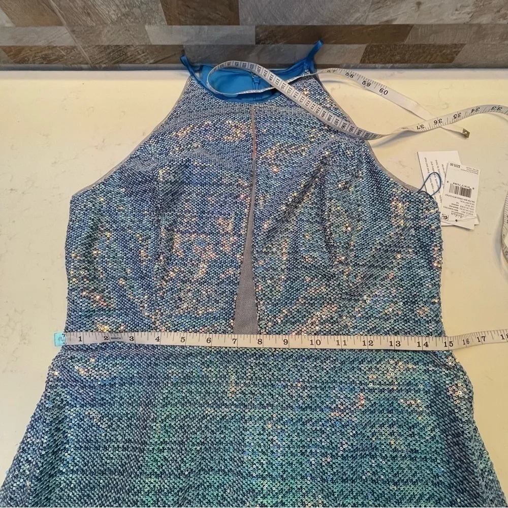 AIDAN Mattox Sequin Halter Mini Dress with Cutout Sz 10 - Image 15