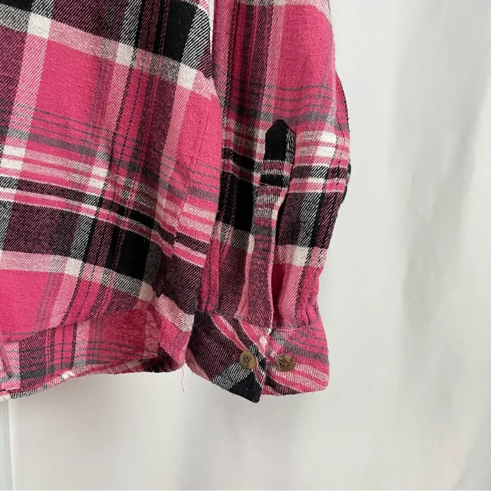 Cascade Casual Wear Large Flannel Plaid Shacket Button Up Barn Chore Farm Winter Pink - Image 3