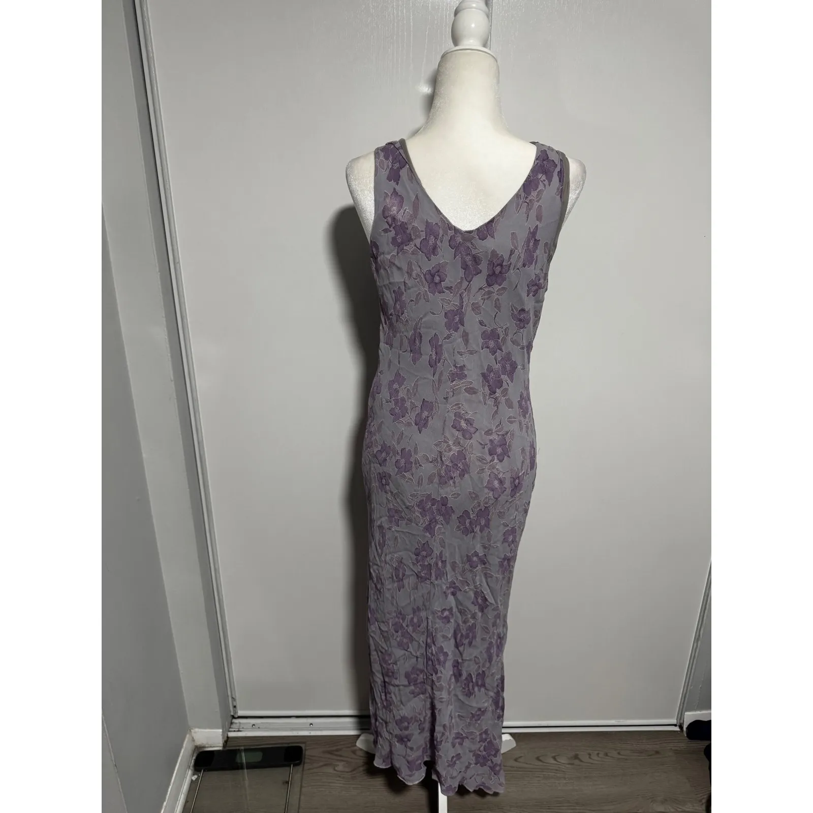 Vintage Johnathan Martin Studio Floral Maxi Dress Purple Gray size 14 Sleeveless - Image 3
