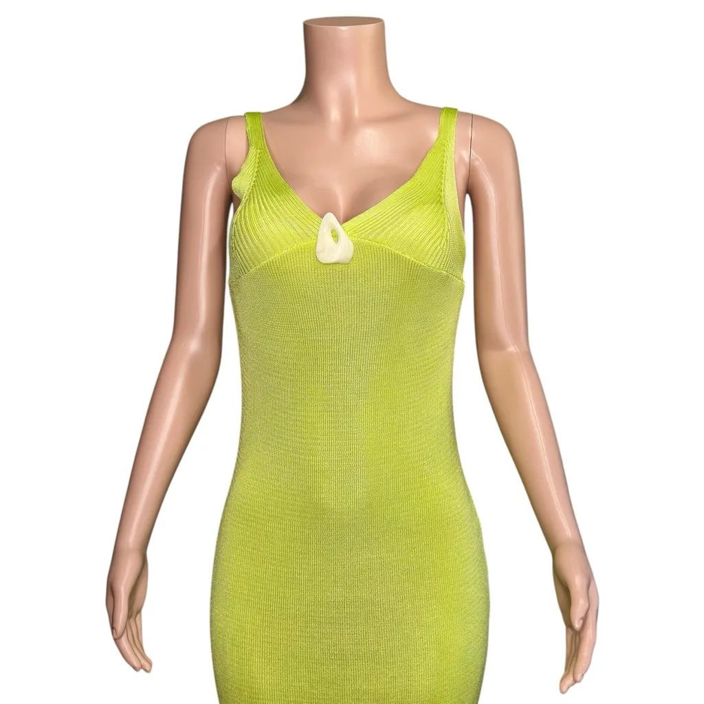 BAOBAB Grace Knit Maxi Dress, Limoncello, Medium Green - Image 9