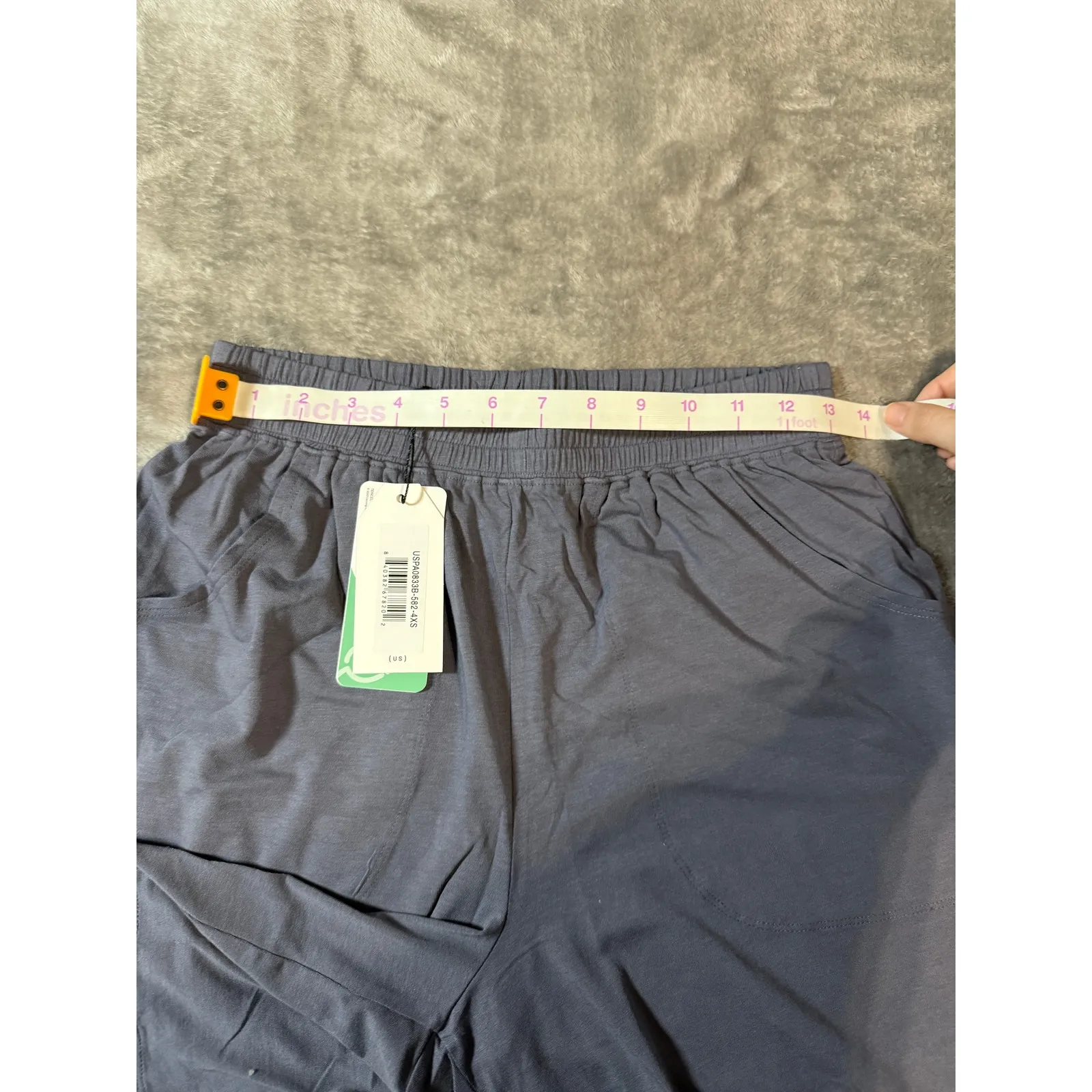 NWT Universal Standard Women Elastic Waist Shorts Pockets Size 4XS (00-0)‎ Blue - Image 9