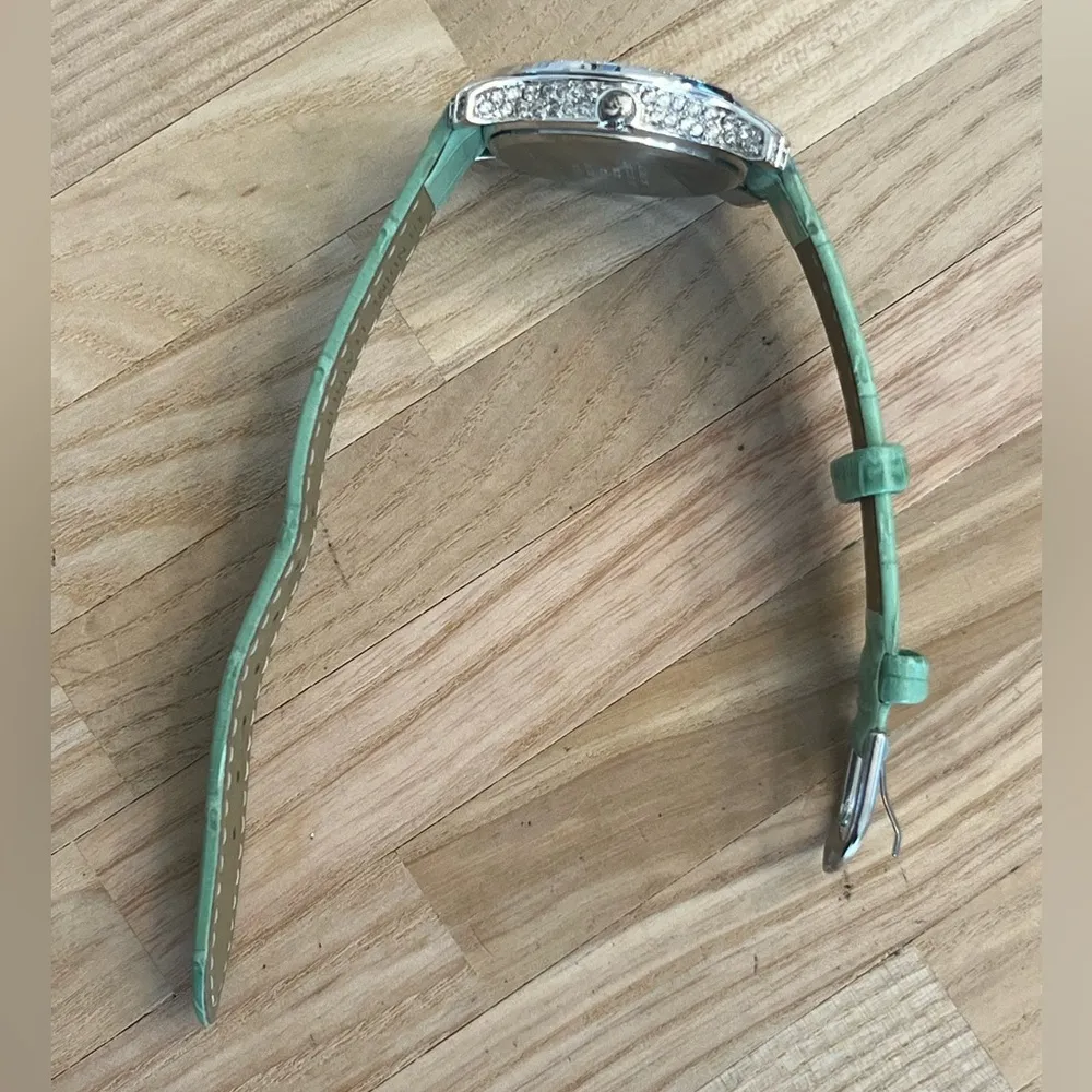 Anne Klein Ladies Watch Crystals Galore Green Genuine Leather Strap - Image 6