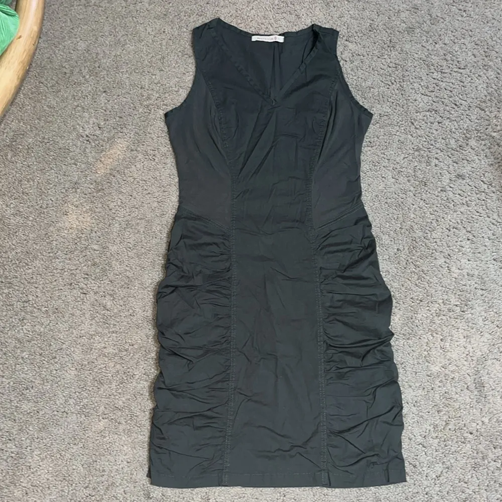 XCVI Wearables Raymond Sleeveless Ruched Poplin‎ + Jersey Dress Green Small - Image 2