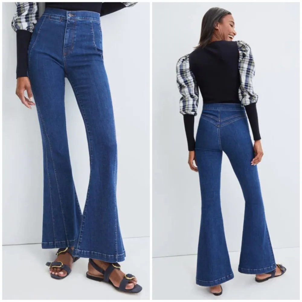 💕VERONICA BEARD Sheridan Exaggerated Flare High Rise Jeans Washed Oxford 25 NWT - Image 5