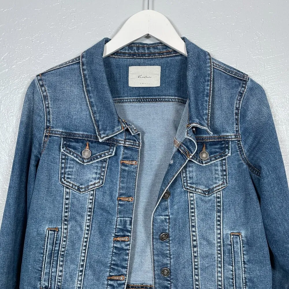 Kancan Women S Blue Denim Cropped Jean Jacket Stretch Western Boho Cowgirlcore - Image 3