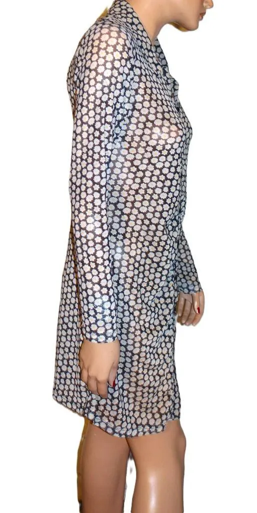 Wild Fable Black Yellow Floral Sheer Shirt Dress M - Image 7