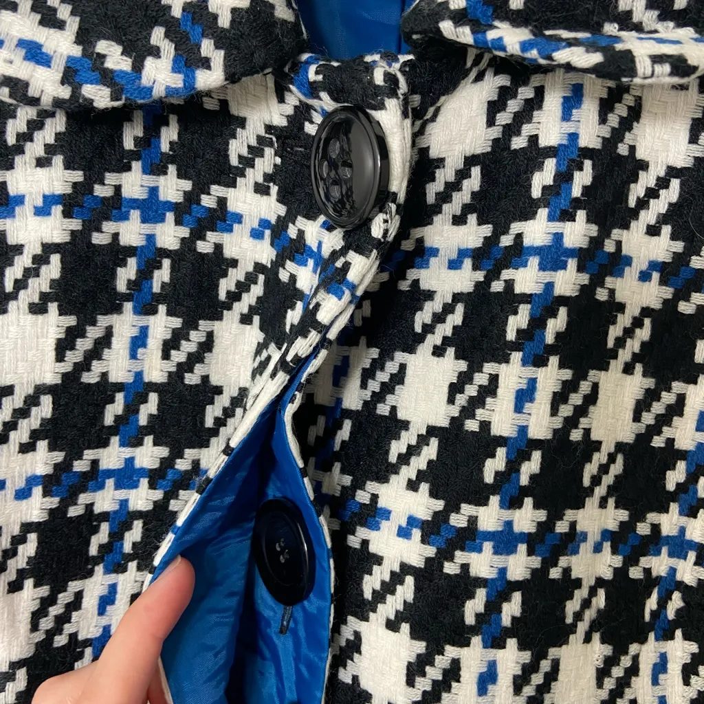 Josephine women’s black‎ blue houndstooth jacket blazer button front collar 10 - Image 3