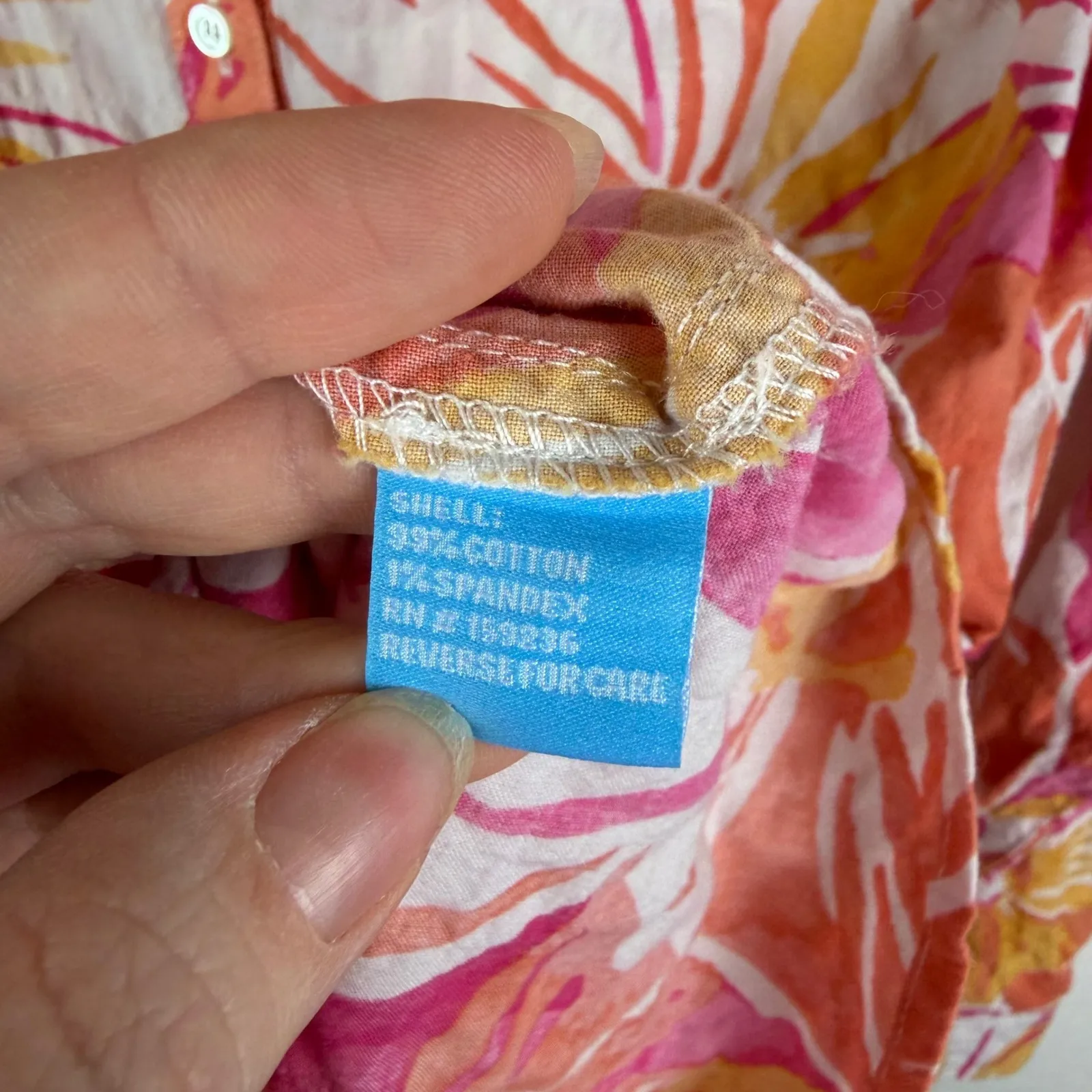 J McLaughlin Floral Button Down Shirt XS Multicolor Stretch Lightweight Preppy - Image 5