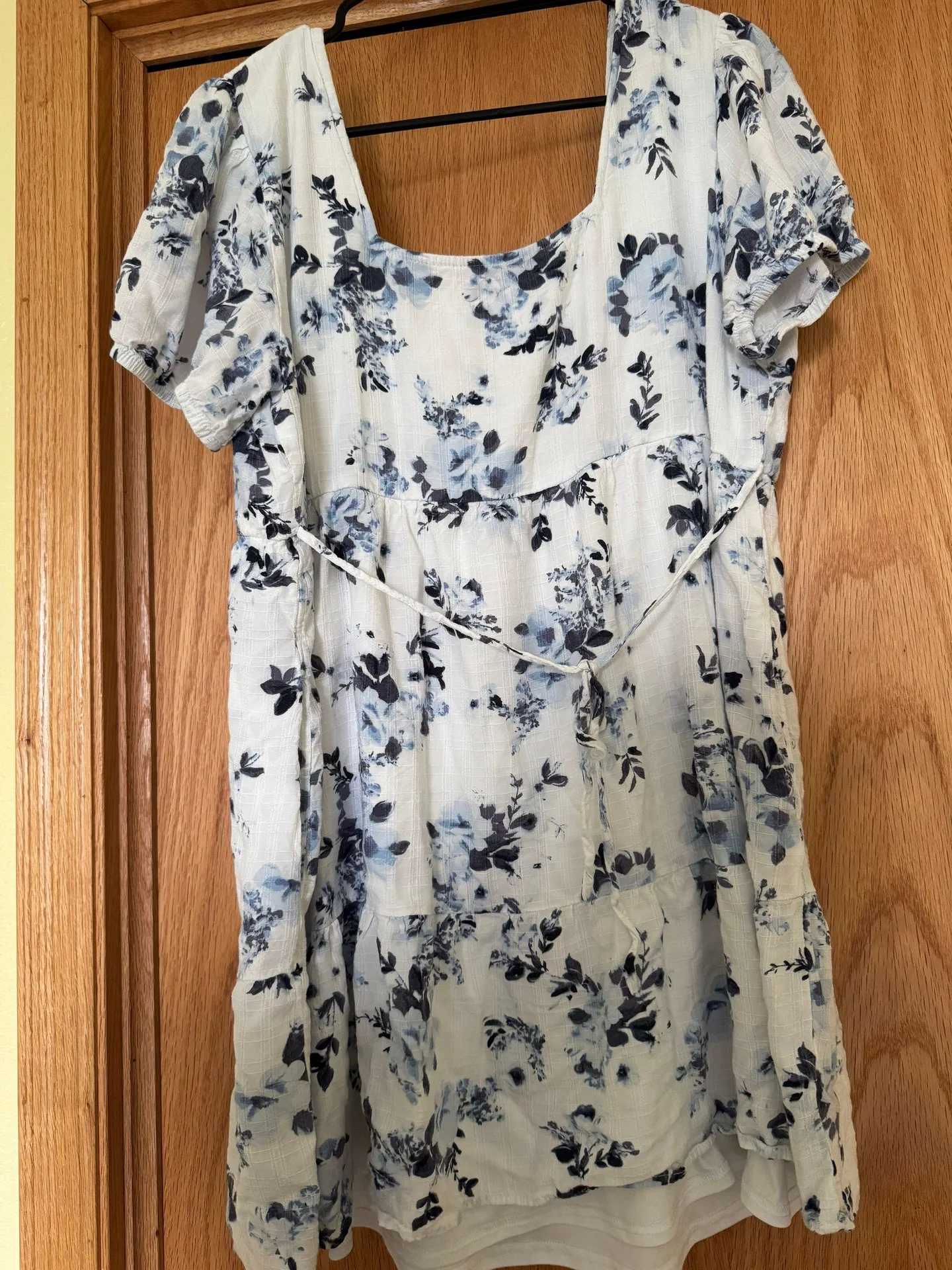 Blue Floral Mini Dress Size L - Image 2