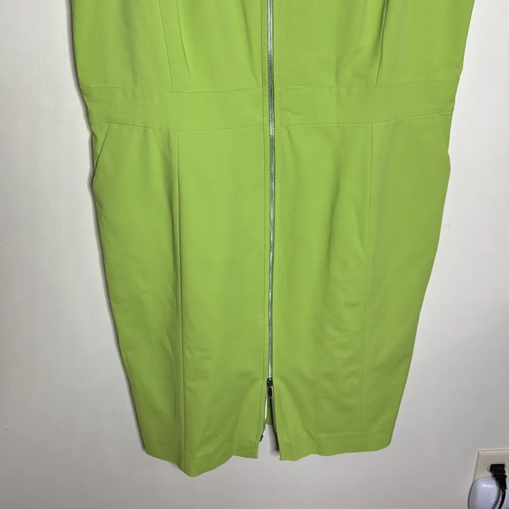 Lafayette 148 New York Green Sleeveless Cotton blend Dress Zip Up Size 16 - Image 4