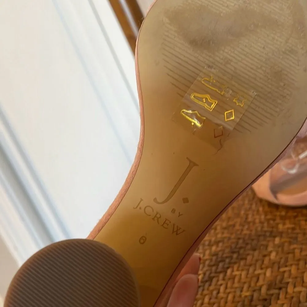 J.Crew light pink suede rounded block heel sandals size 6 - Image 7