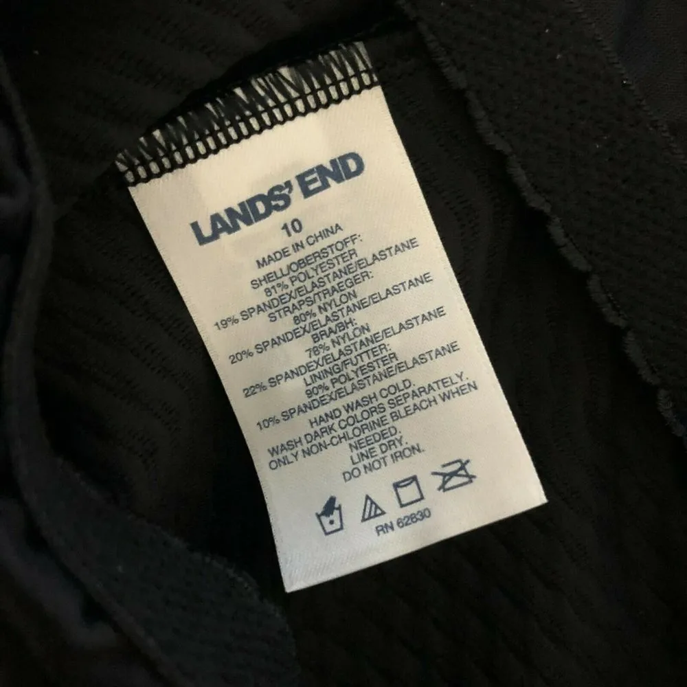 Lands End Tankini Top Underwire Removable Pads Textured Square Neck Black 10 - Image 3