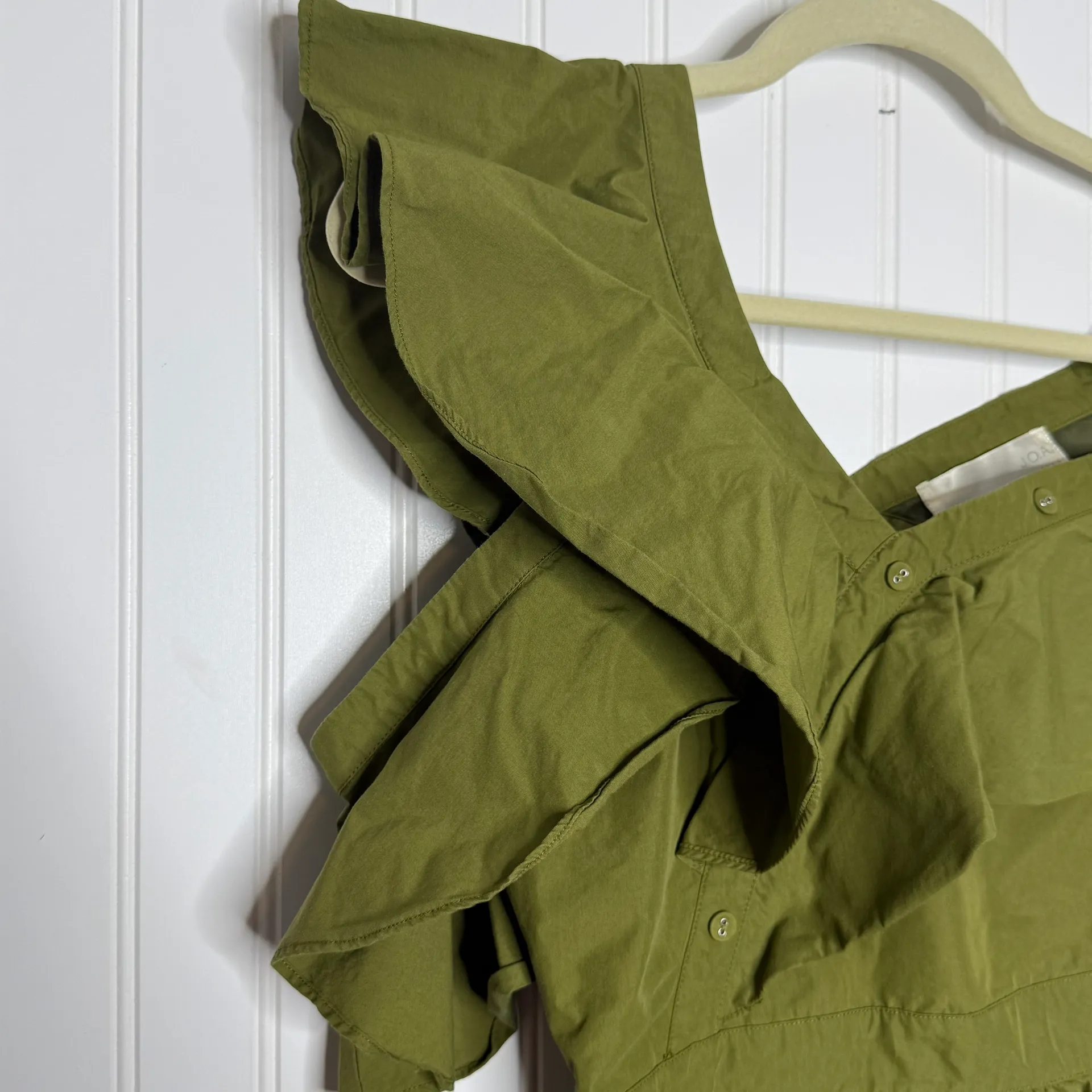 Olive Green Fit and Flare Ruffled Mini Dress - Image 6