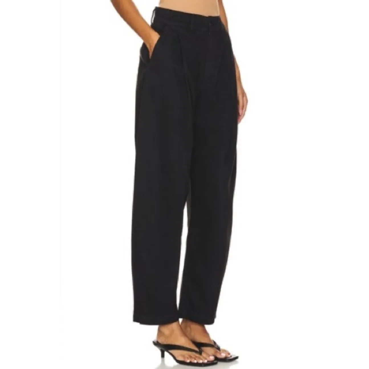 NWT AGOLDE Danika Tapered Pleat Chino in Black Sz 30 $228‎ - Image 3