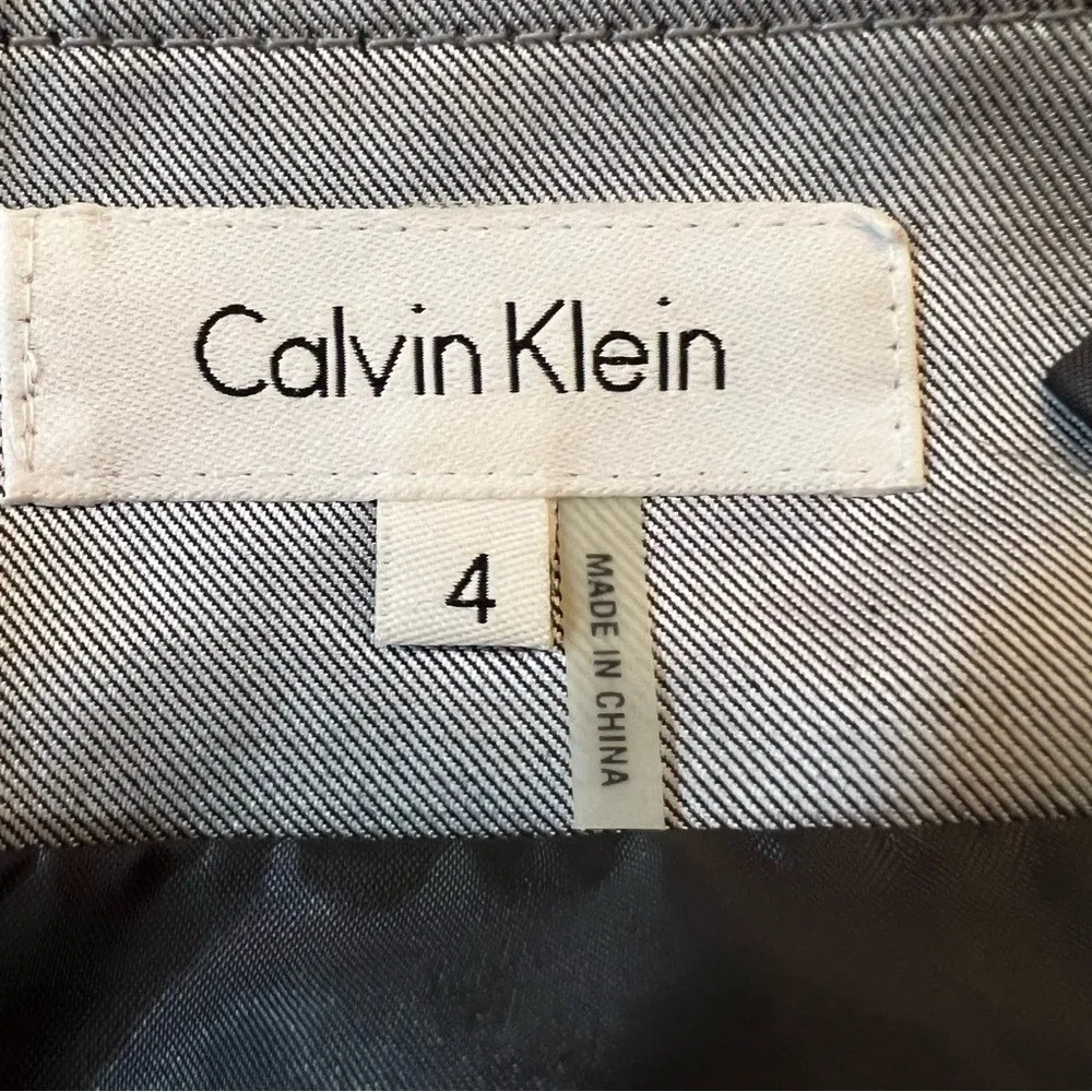 Vintage RARE Calvin Klein Silver Metallic Blazer Skirt Set 2 Piece Career Sz 4 - Image 14