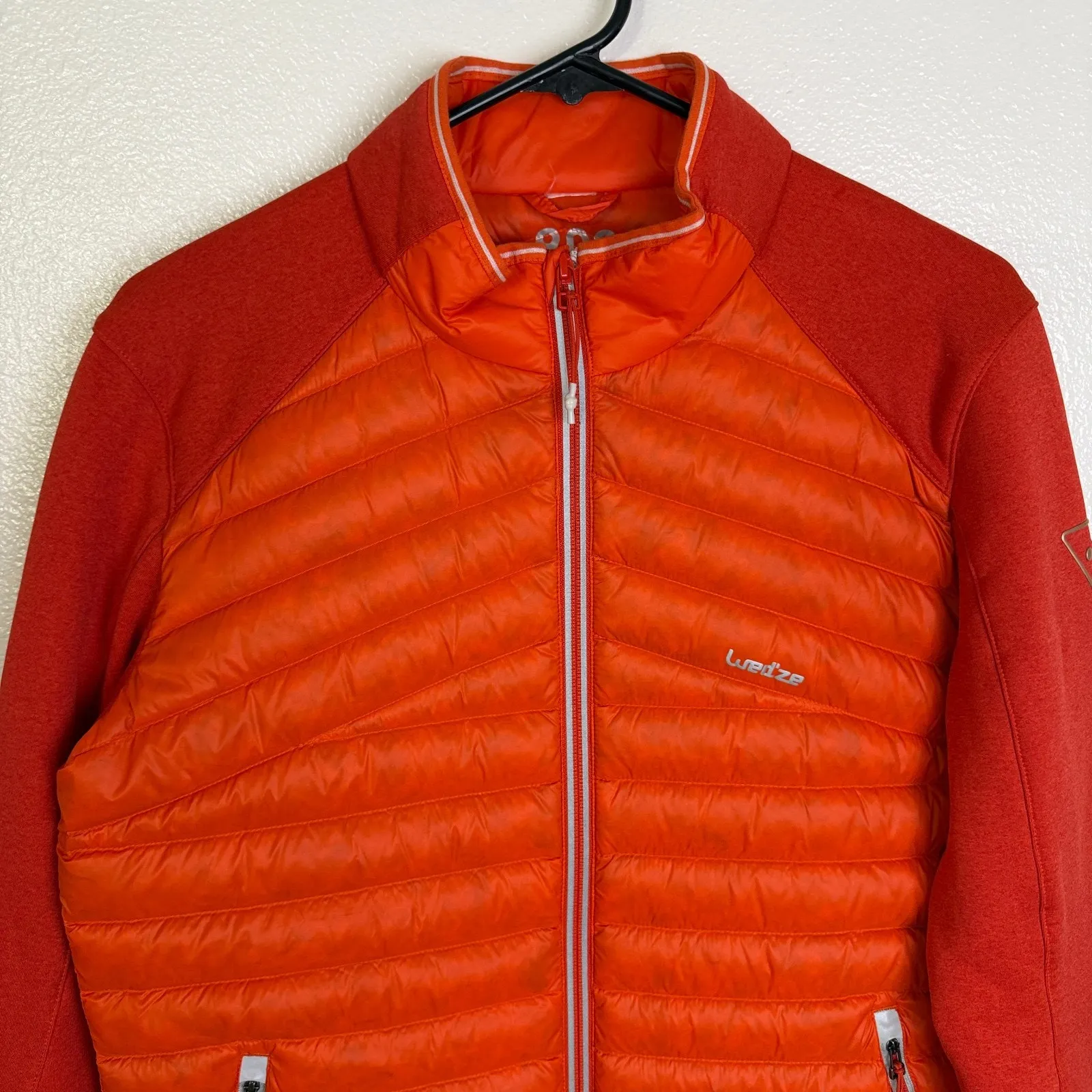 Wed'ze Decathlon Puffer Jacket Womens Medium Orange Full Zip Outdoors Down 670 Size undefined - Image 3