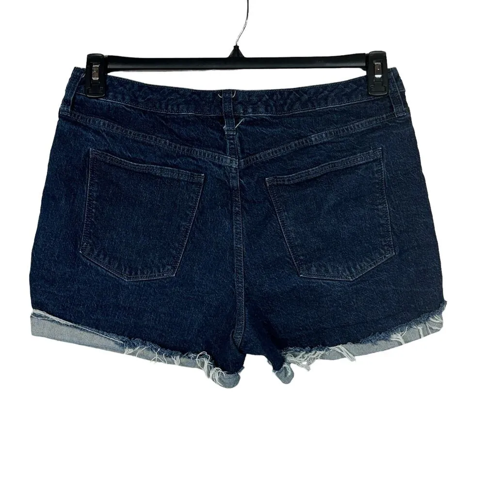 Universal Thread SZ 14/32R Vintage Midi Jean Shorts Cuffed Frayed Hems Dark Wash - Image 3