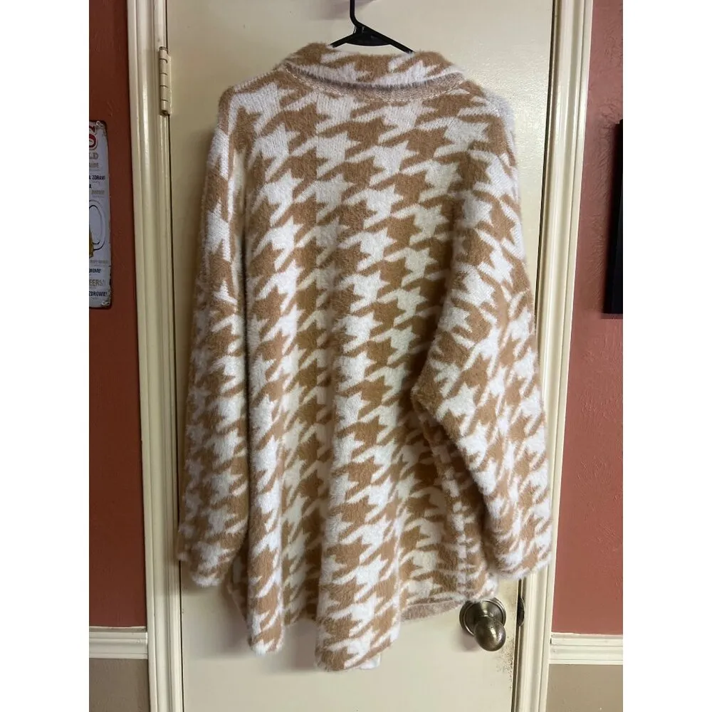 Torrid 3 houndstooth camel and ivory button up Sherpa jacket - Image 7