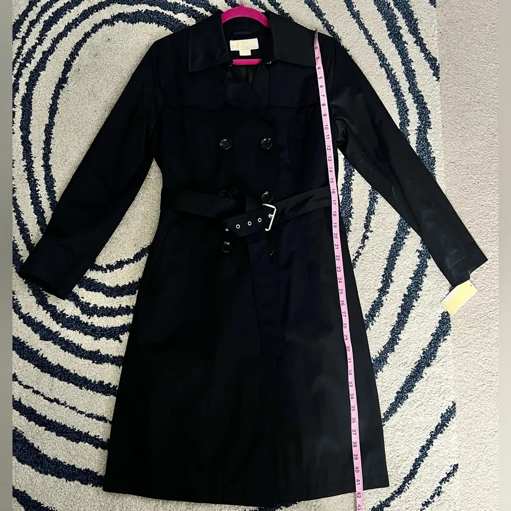Michael Kors 🆕 Womens Rain Trench Coat Black, Removable Liner Belted Size M - Image 5