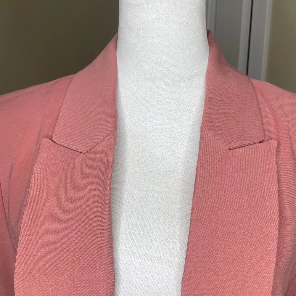 Simply Vera  Women's Pink Blush Roll-Tab Relaxed Pocket Blazer Sz L NWT - Image 2