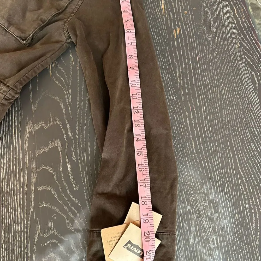 Levi's Women's XS Green Military Jacket Embroidered Gold Stud Accents Cotton - Image 10