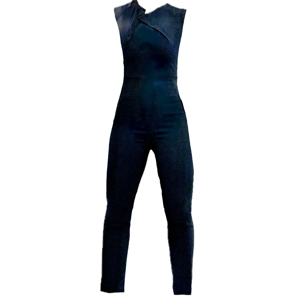 Roland Mouret Black Silk Crepe Jumpsuit Size 4 - Image 4