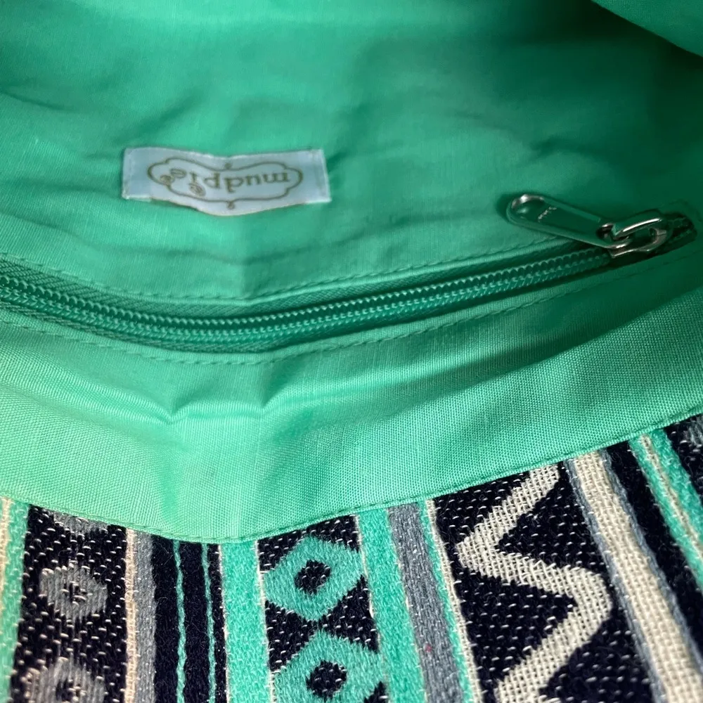 MUDPIE Tassel Fringe Envelope Clutch Purse Wallet Bag in Blue/Green/Cream NWT - Image 8