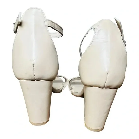 Mari A.‎ Marsha Strappy Chunky Heel Nude Sandals Ankle Strap Faux Leather Size 9 Tan - Image 3