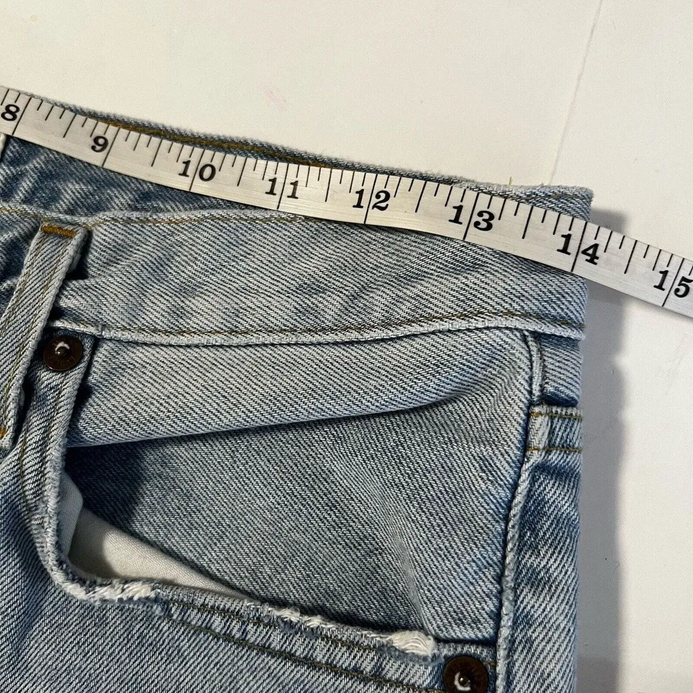 AGOLDE Sz 27 Riley High Rise Straight Crop Distressed Jeans in Blitz Blue - Image 9