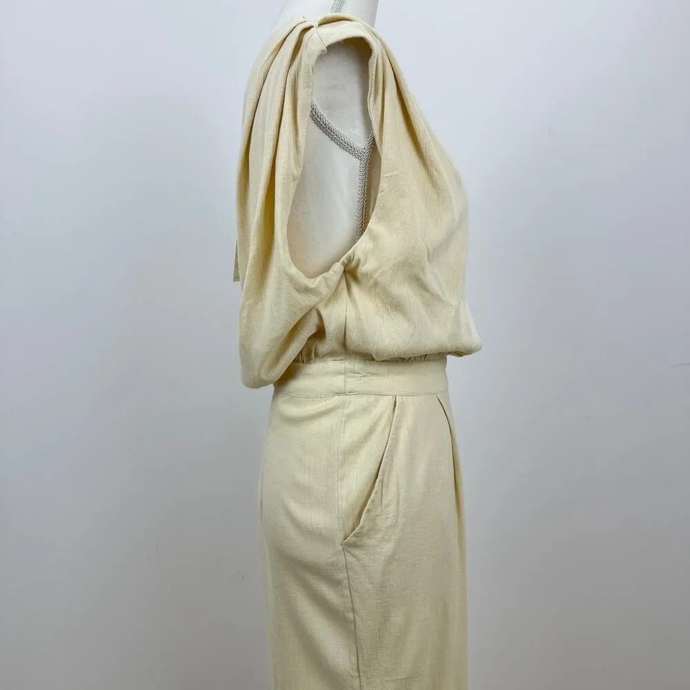 Free People Avery One Shoulder Jumpsuit Wide Leg Pockets Cream Ivory US 4 NWT - Image 12