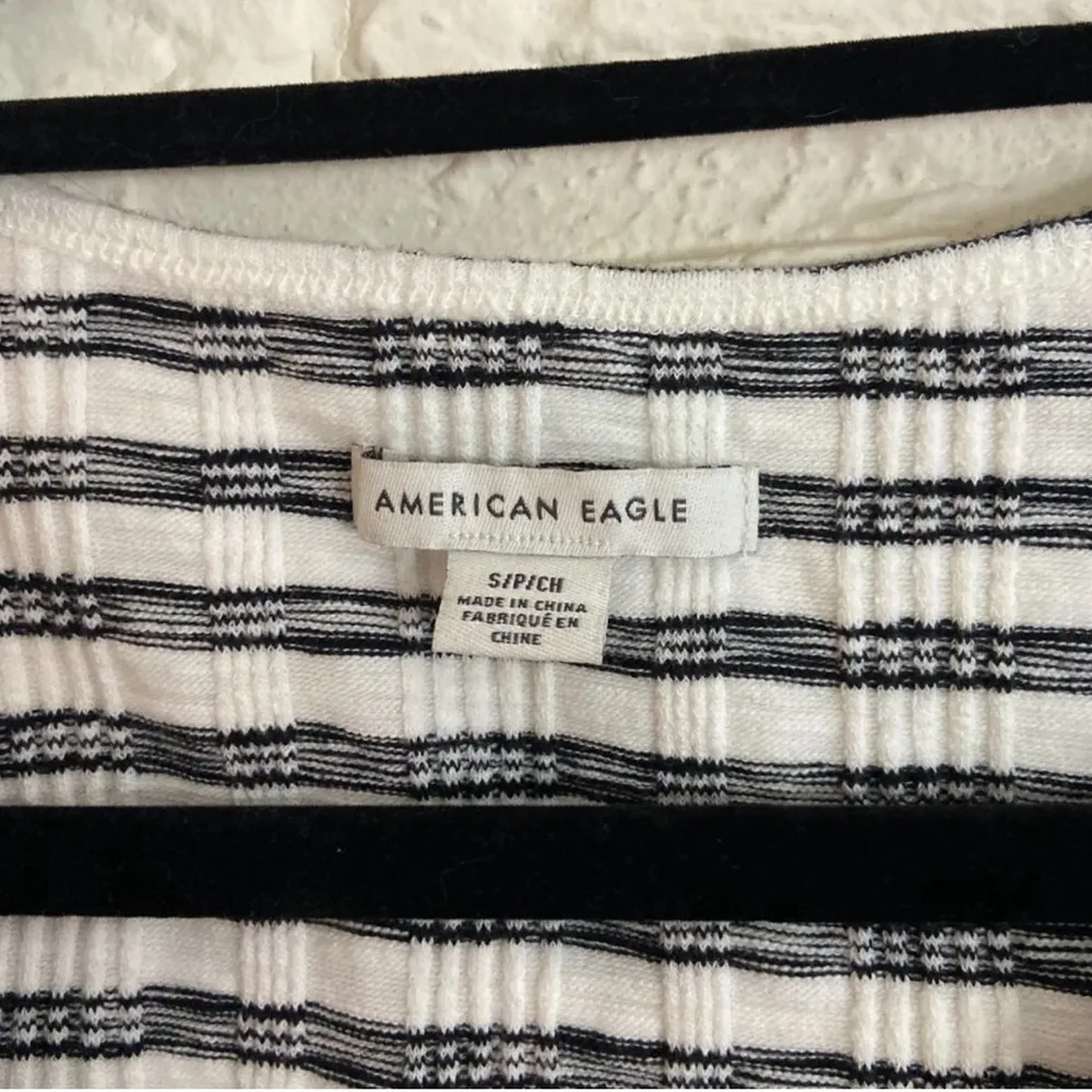 American Eagle Outfitters Cropped Black and White Striped Button- Up Tank Top - Image 8