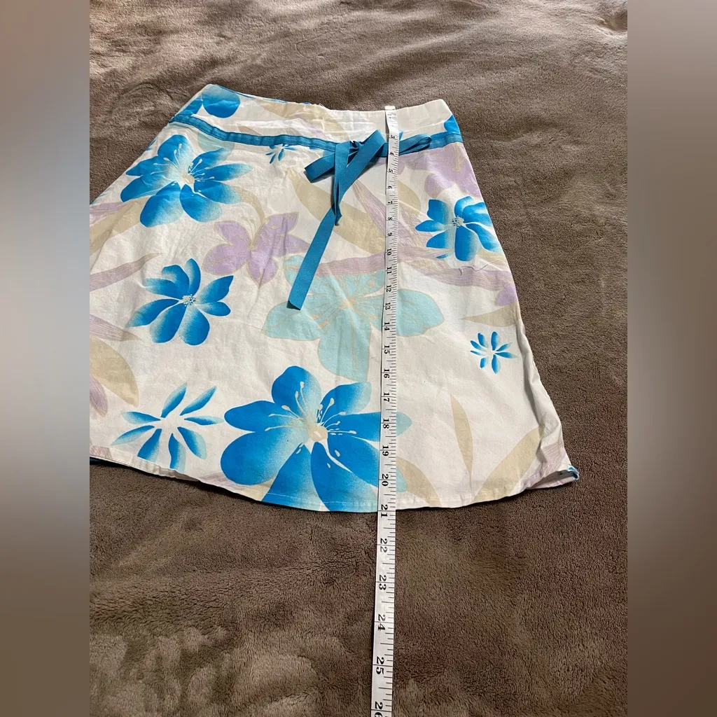 WEATHER VANE Tropical Floral Ribbon Linen Skirt Ice Fairy Vintage Sz XS EUC White - Image 5