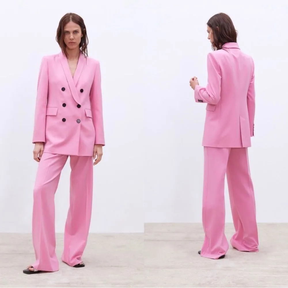 ZARA NWT PINK DOUBLE BREASTED BLAZER - Image 3