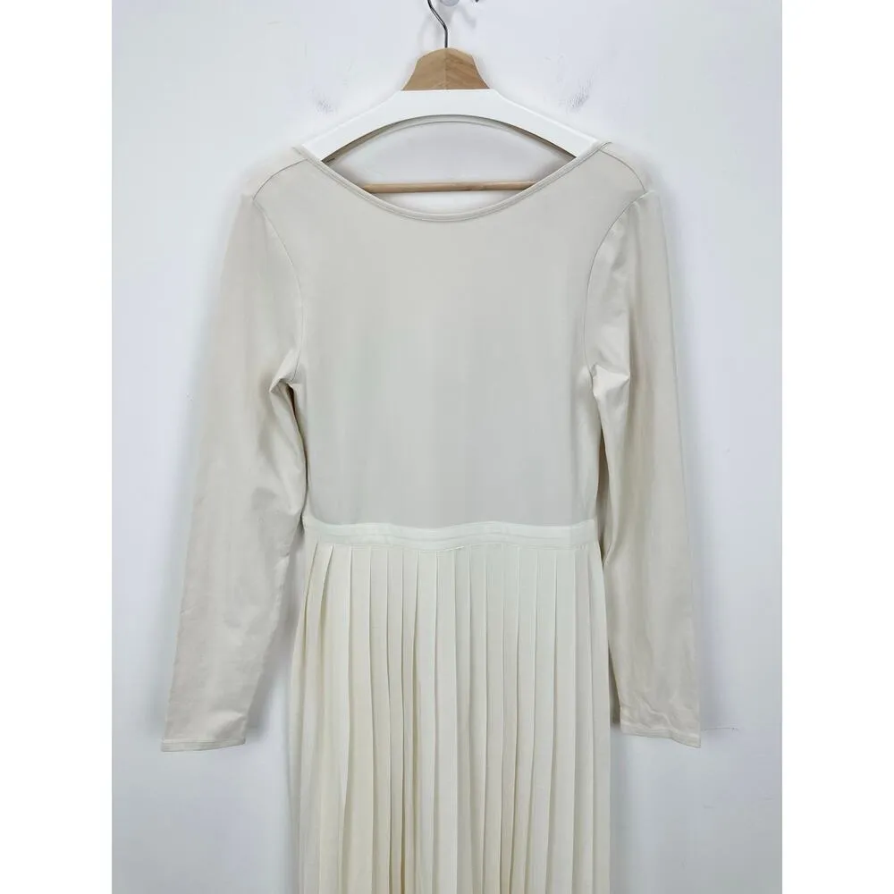 J.Crew Pleated Ballet Maxi Dress Stretch Cotton Natural Long Sleeve Medium NWT - Image 7