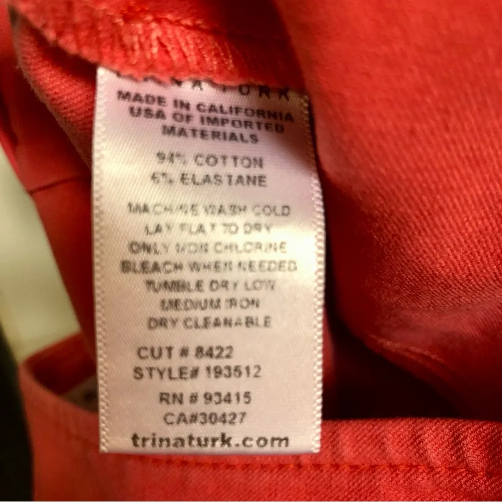 TRINA TURK North Beach Front Slit Cropped Pants Coral Salmon Pink Orange sz 6 - Image 12