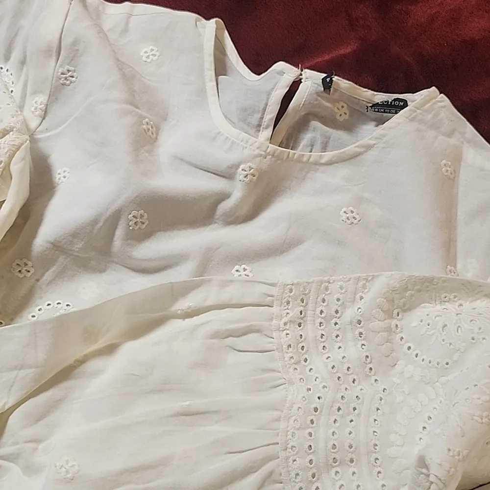 Peruvian connection Francoise Blouse in Ivory Size 6 - Image 6