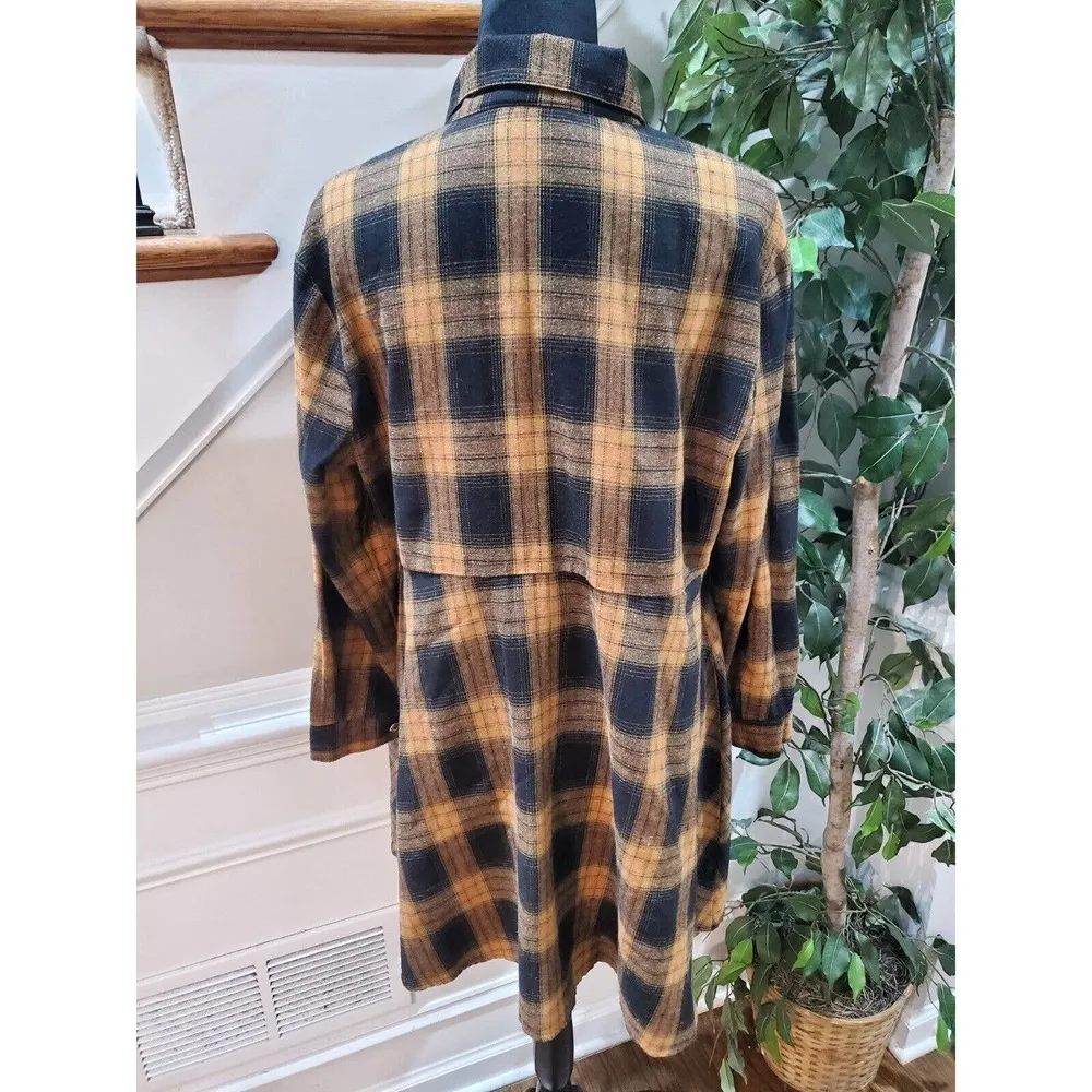 Shein Curve Women Black & Brown Collared Long Sleeve Knee Length Shirt Dress 0XL - Image 8