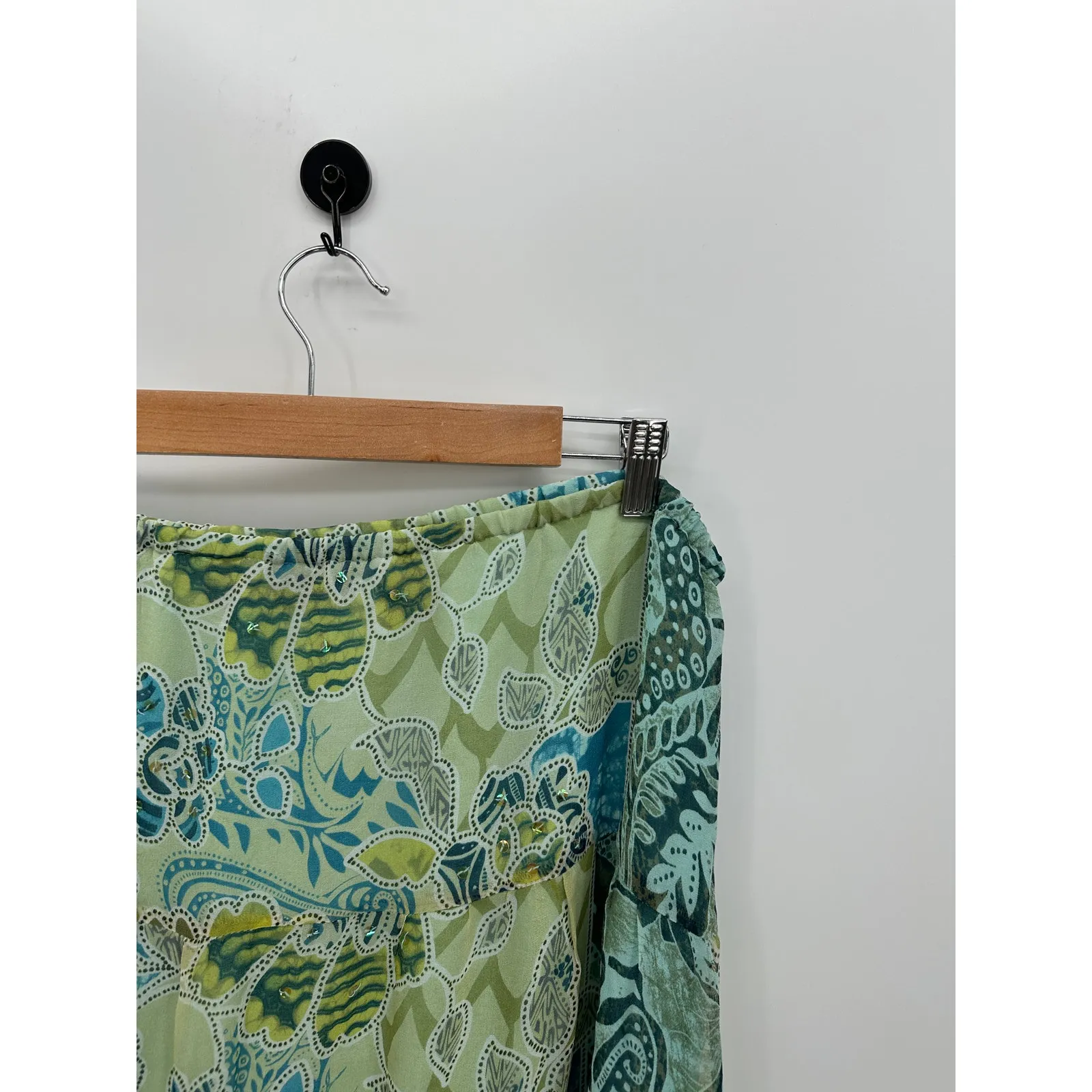 New York City Design Co Skirt Women 2X Silk Green Fairy Feminine Stretch Boho - Image 4