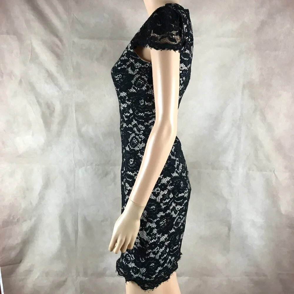 DRESS THE POPULATION Black Nude Lace Plunging V-neck Dress NWT SMALL - Image 7